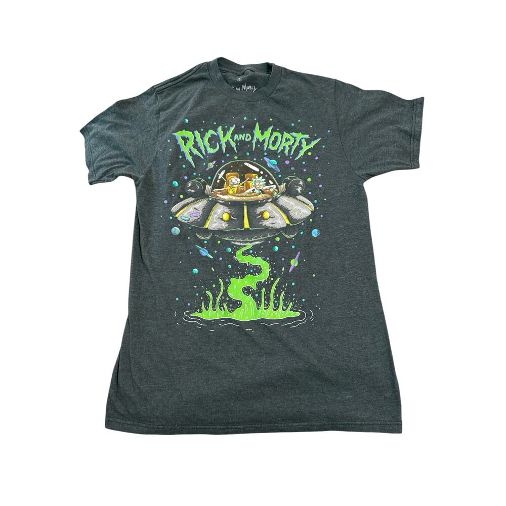 Ricky & Morty Crew Neck‎ Men Unisex Short Sleeve Graphic Tee Size Small Gray